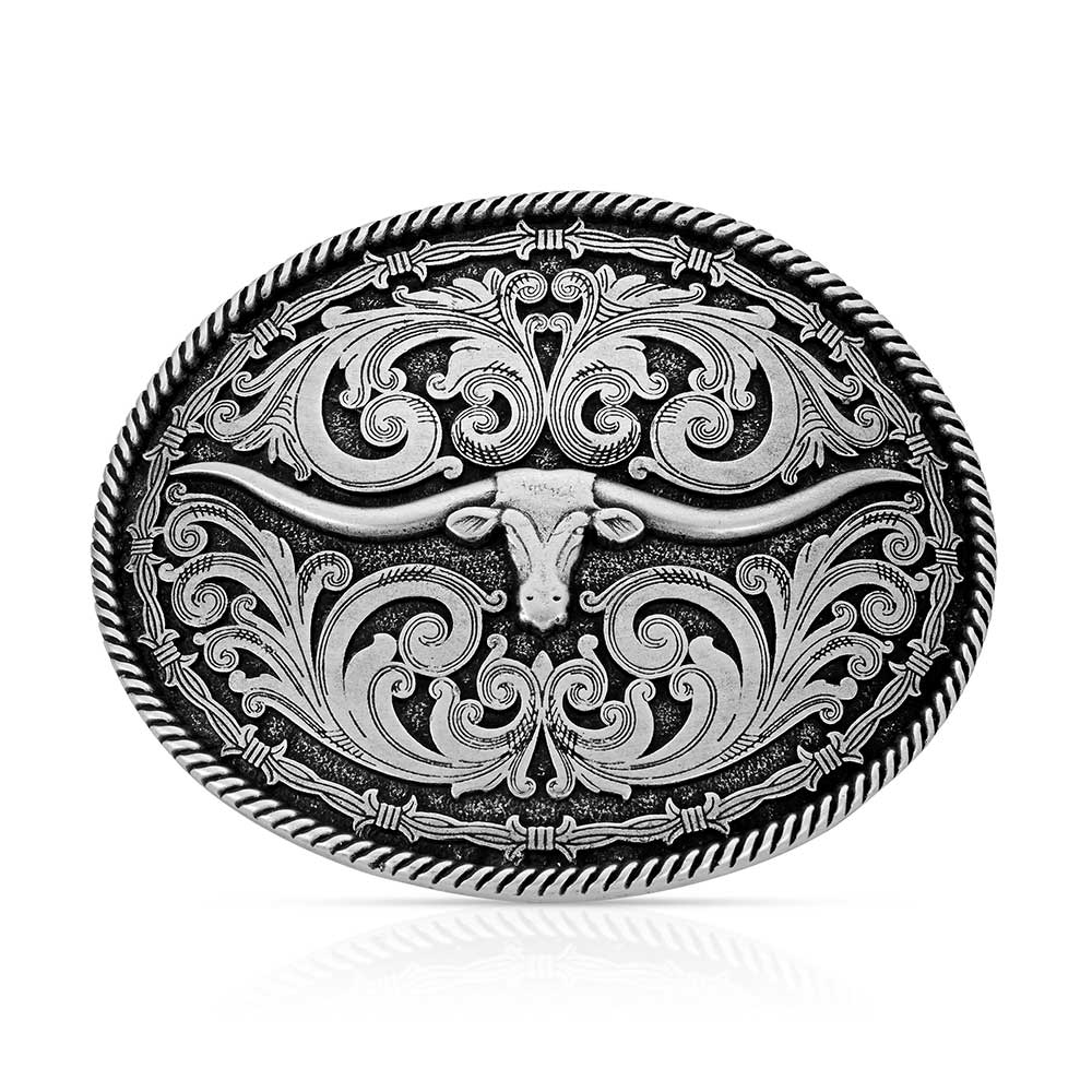 Silver Belt Buckle with longhorn