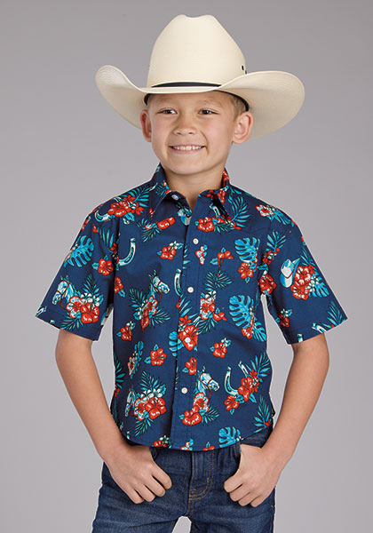 Boys short sleeve hawaiin button shirt