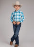 Roper Boys LS Blue Sky Plaid Shirt