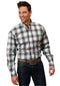 Plaid olive green button down long sleeve western shirt