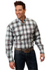 Plaid olive green button down long sleeve western shirt