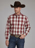 mens long sleeve red plaid western shirt