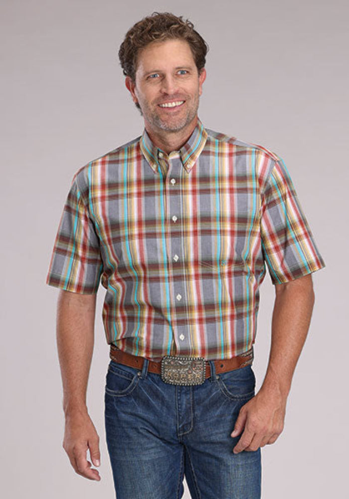 Mens Roper Clay Plaid Short Sleeve shirt
