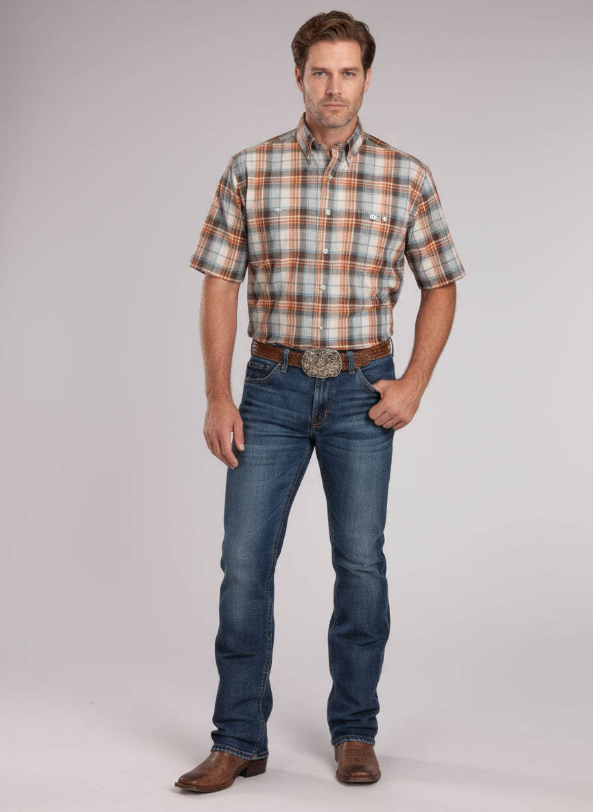 Roper Mens SS Clay Plaid Shirt