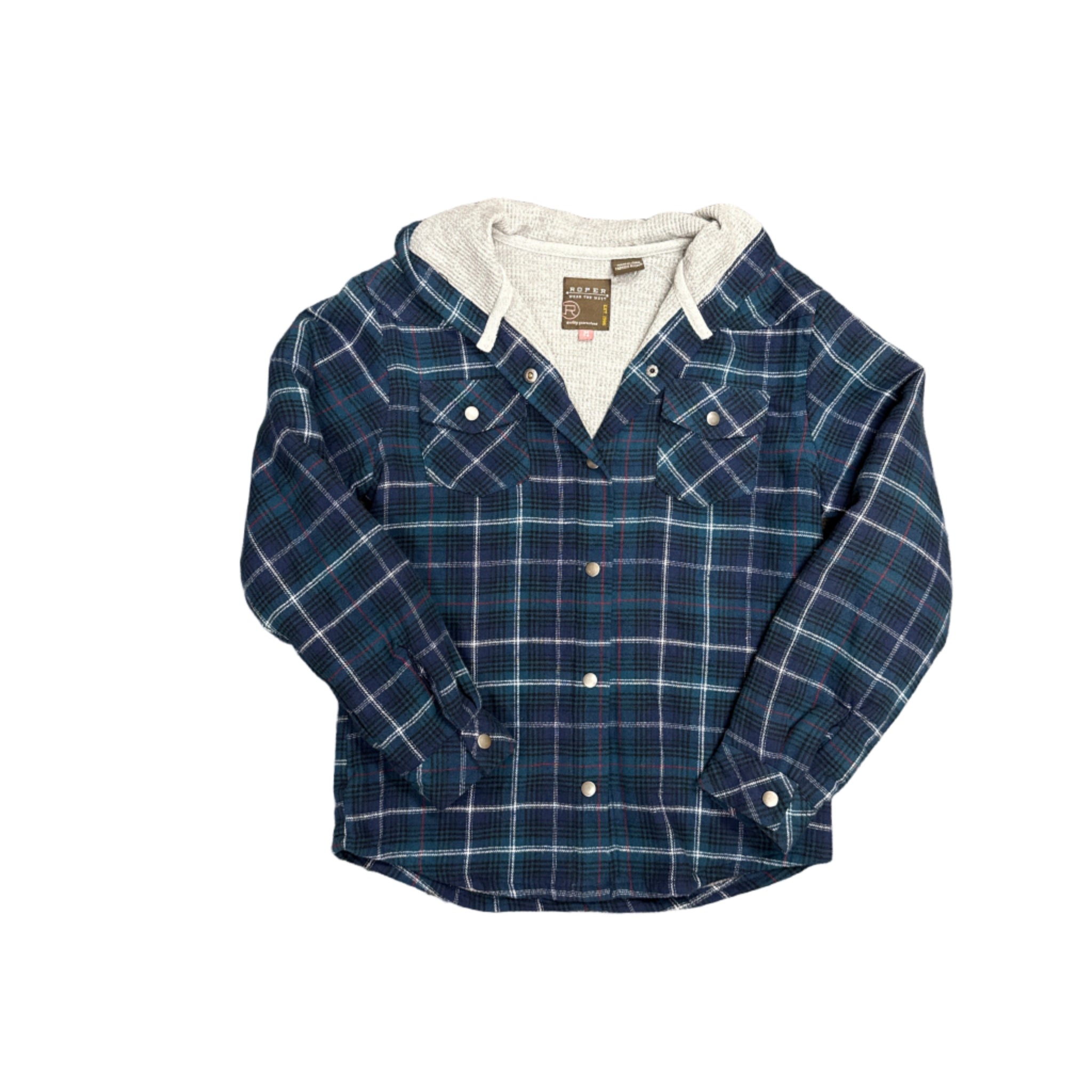 Blue Plaid Flannel Shirt Jacket, youth