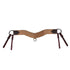 A brown leather breast collar with burgundy latigo and stainless steel hardware.