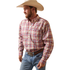 Men's western red plaid shirt, button down with one pocket