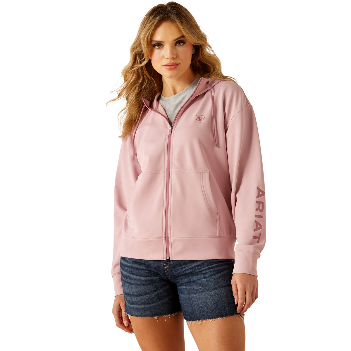 Ladies Pink Breeze Full Zip Hooded Jacket Zephyr
