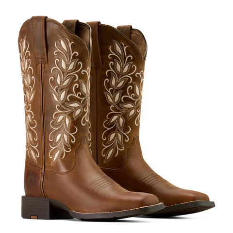 Wms Round Up Holly Wide Square Toe Western Boot