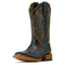 Cowboy boot with intricate brown and green embroidery 