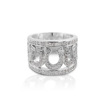 Lucky 7 Horsehoe Silver ring with intricate design 