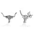 Silver bull head stud earrings on a white background