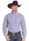 Mens LS Button Down Blue Stripe Cowboy Shirt