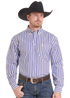 Mens LS Button Down Blue Stripe Cowboy Shirt
