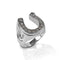 Silver horseshoe-shaped ring with embedded stones 