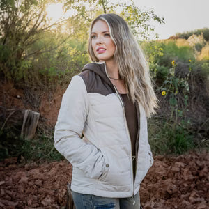 Wmns Rowan Cream/Brown Jacket