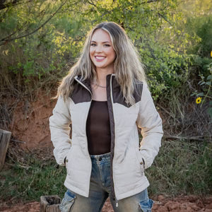 Wmns Rowan Cream/Brown Jacket