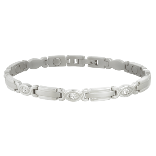 Sabona Lady Executive Silver Gem Magnetic Bracelet – Stainless Steel & Cubic Zirconia