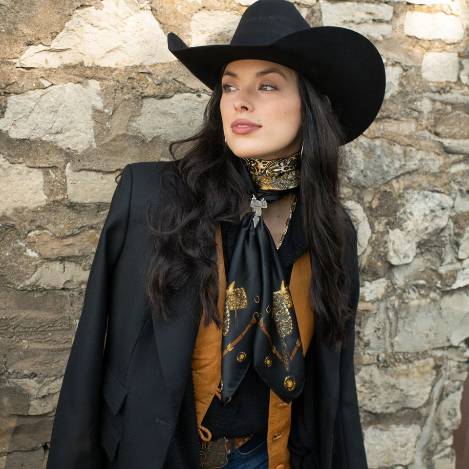 Black Saddle Up Silk Wild Rag