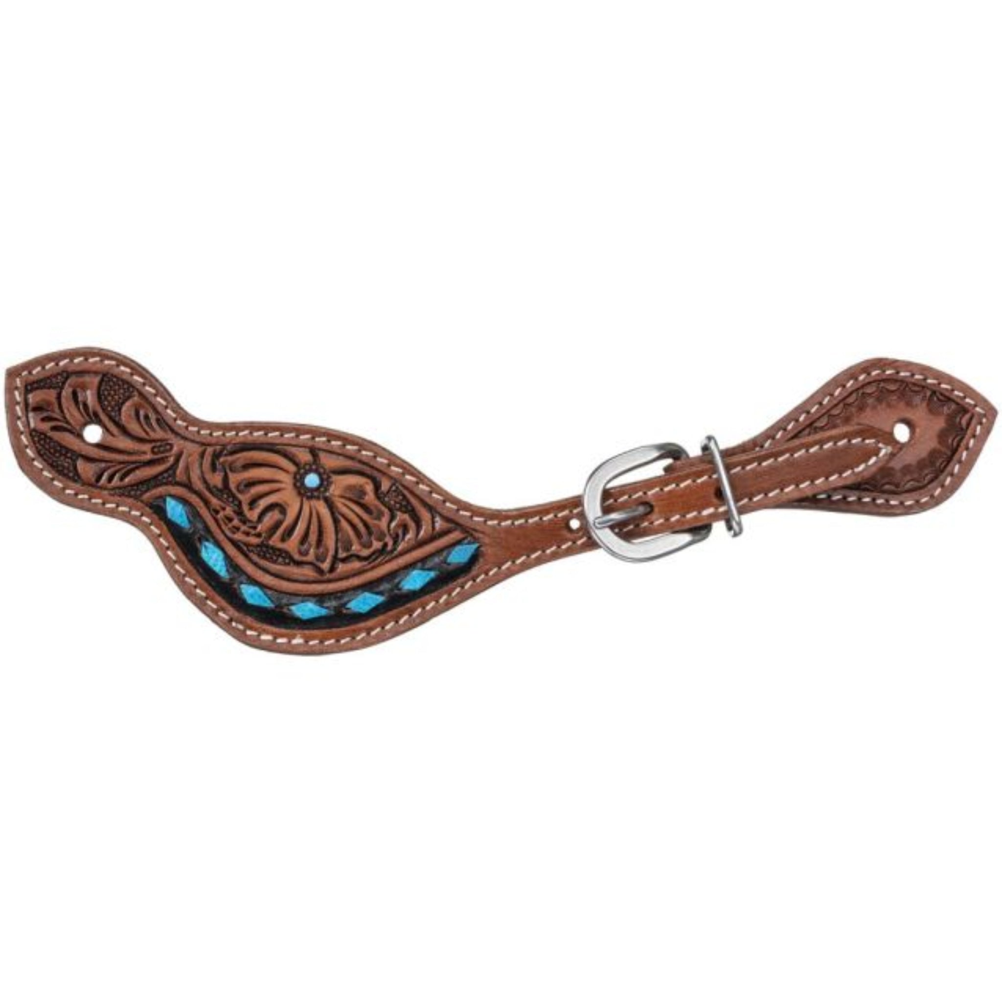 Leather Spur Straps Teal 