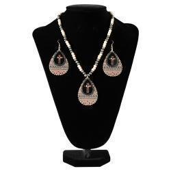 Silver Strike Ladies Earrings and Necklace Set Cross Cutout MultiColor D450021497