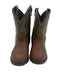Pair of brown and green cowboy boots 