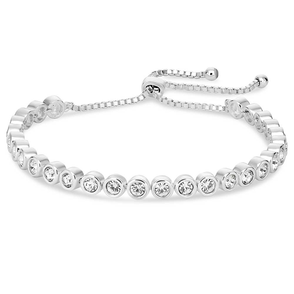 Silver bracelet with clear gemstones 
