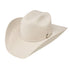 A beige Stetson 3x Fullerton Silverbelly cowboy hat with a 4 1/4 inch brim