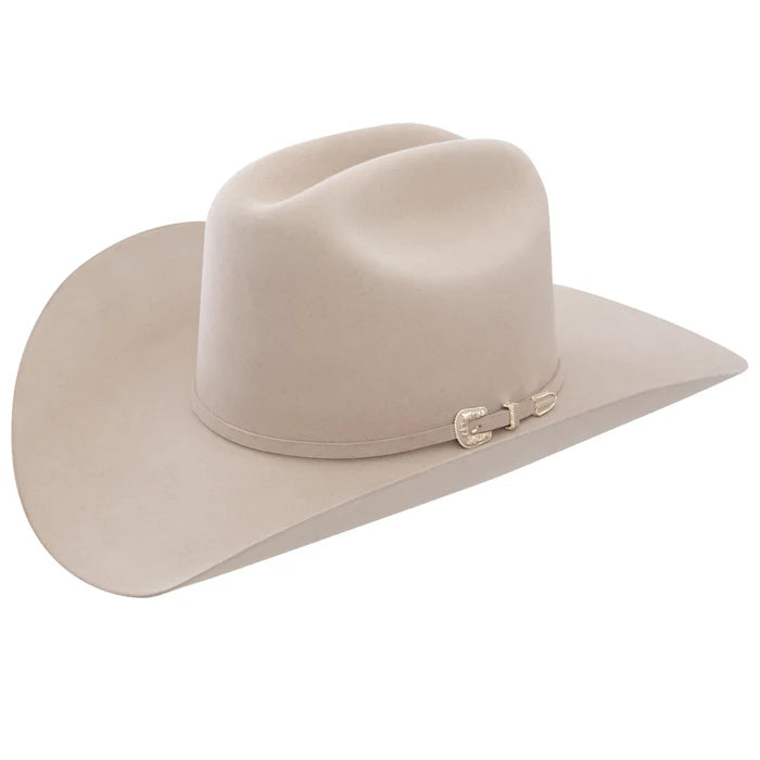 A beige Stetson cowboy hat with a 4