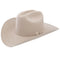 A beige Stetson cowboy hat with a 4" brim and a silverbelly band.