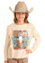 Graphic Pullover with Fringe Natural