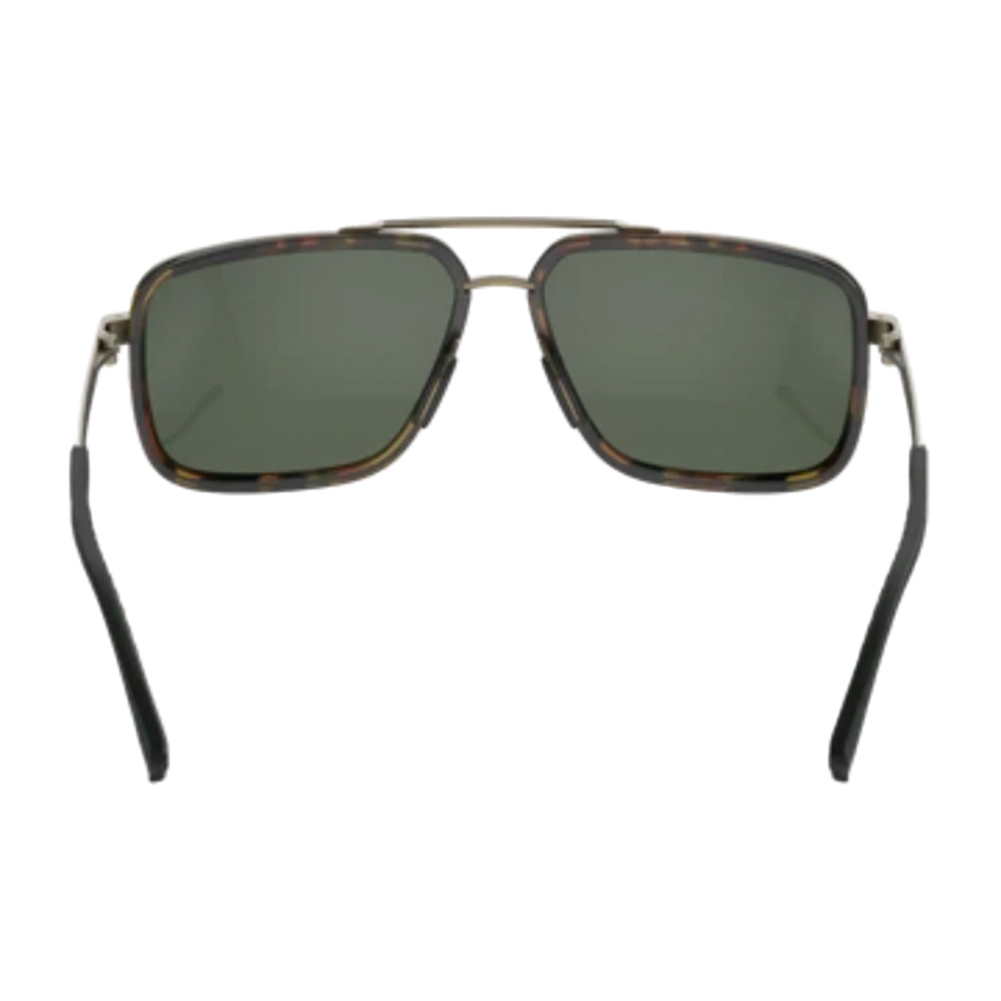 Sunglasses with frame and dark lenses on a white background