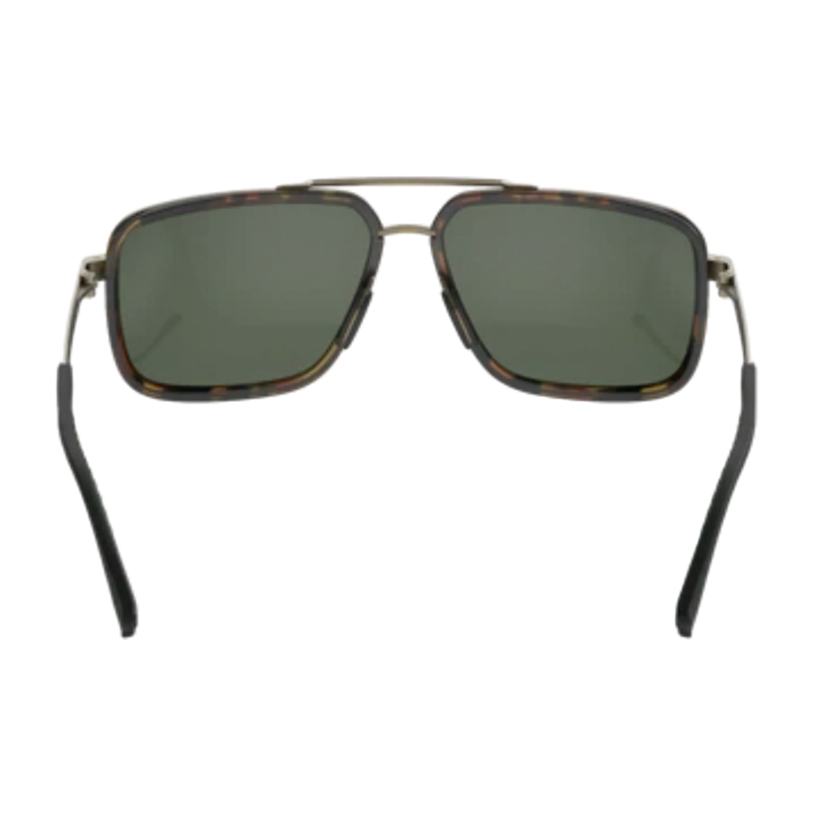 Sunglasses with frame and dark lenses on a white background