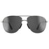 Aviator sunglasses with dark lenses on a white background
