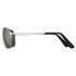Sunglasses with black frame and gray lenses on a white background