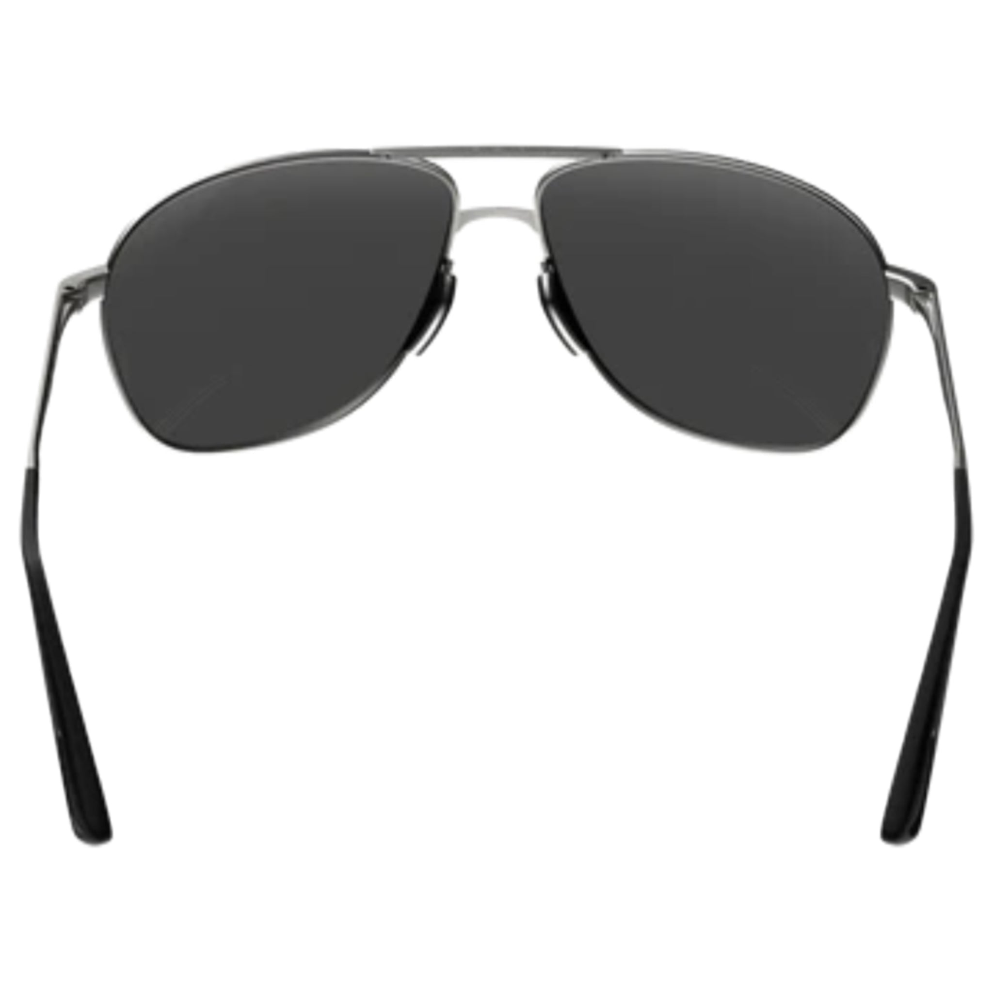 Grey sunglasses with a white background
