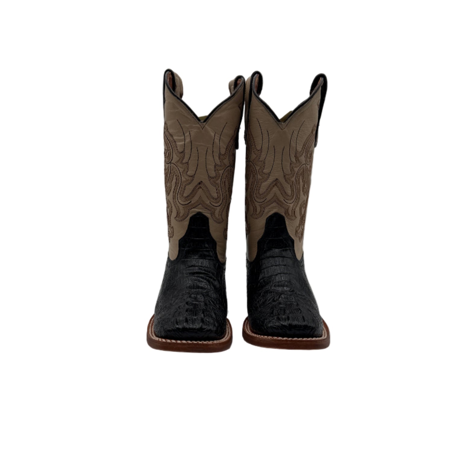Kids Black Caiman print cowboy boots