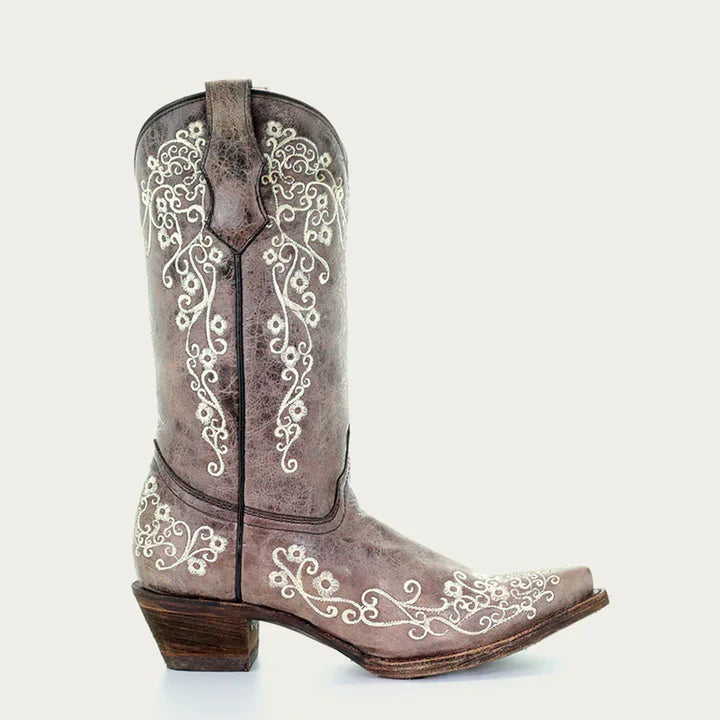 Corral Teens Bone Color Floral Embroidery Boot A2773-T