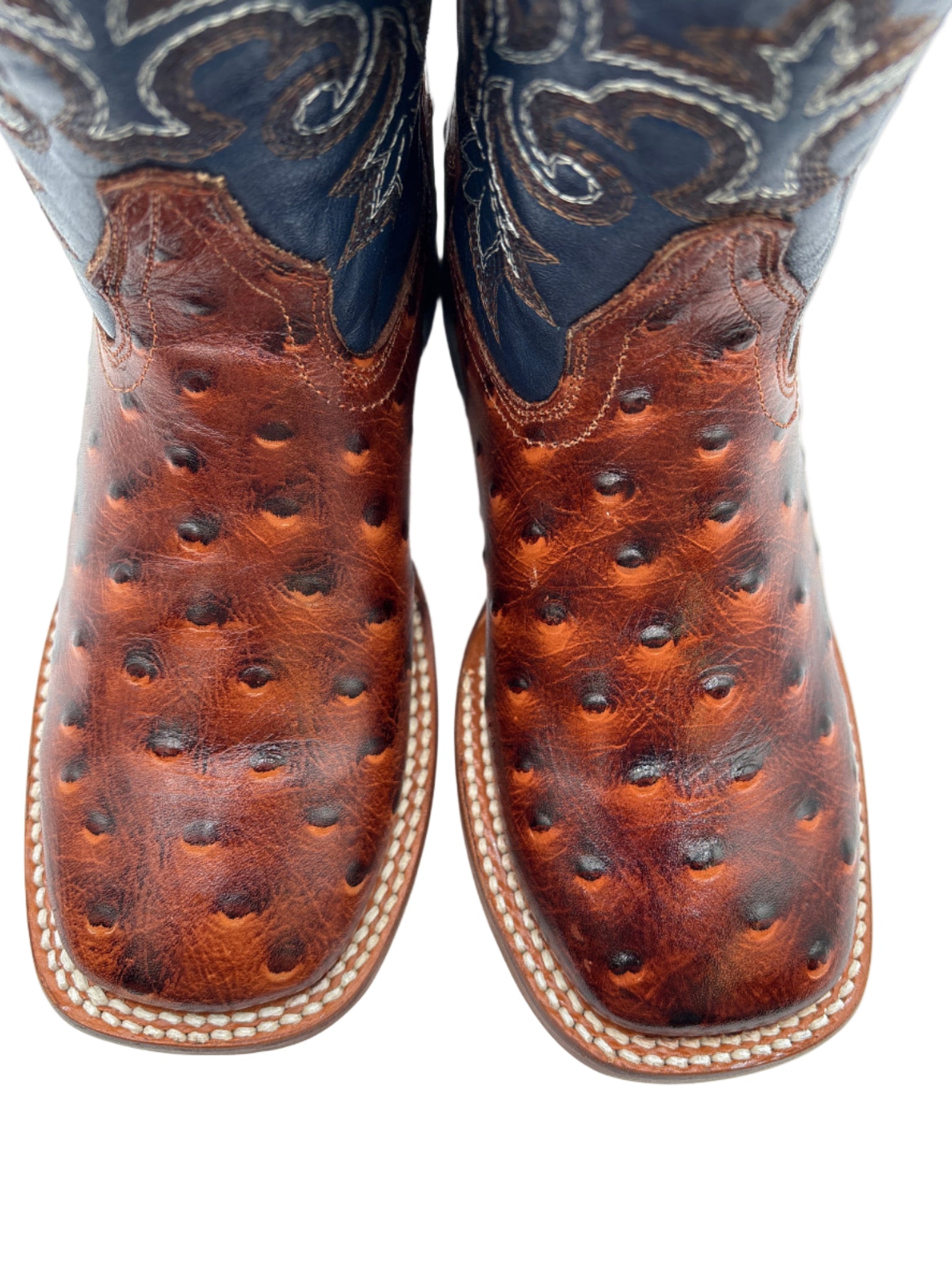 Close-up of brown leather cowboy boots