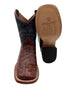 Brown cowboy boot with detailed sole design 