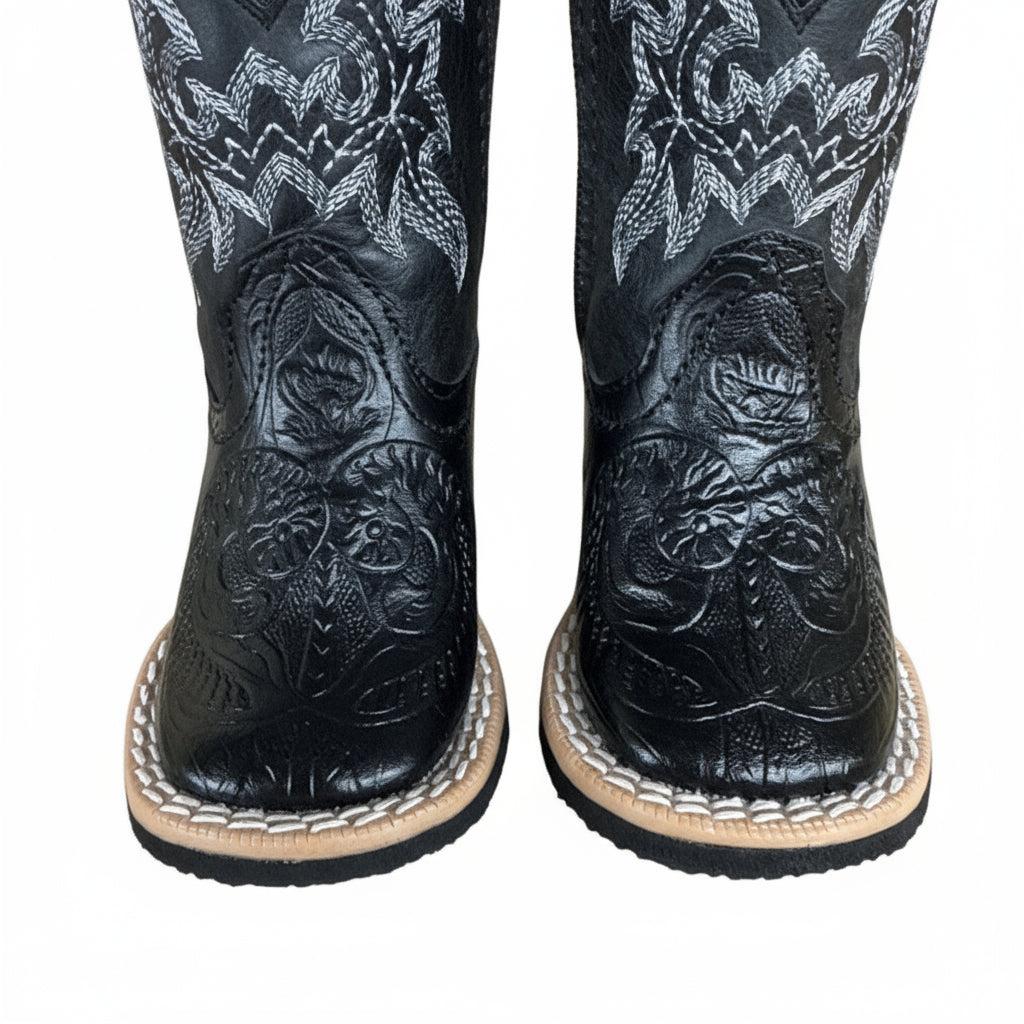 Tanner Mark Infant Hand Tooled Black Boot TMI205044