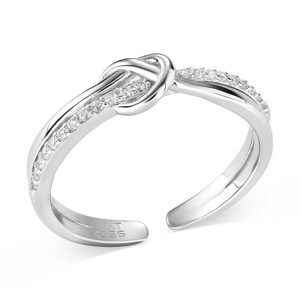 Silver ring with diamond accents 