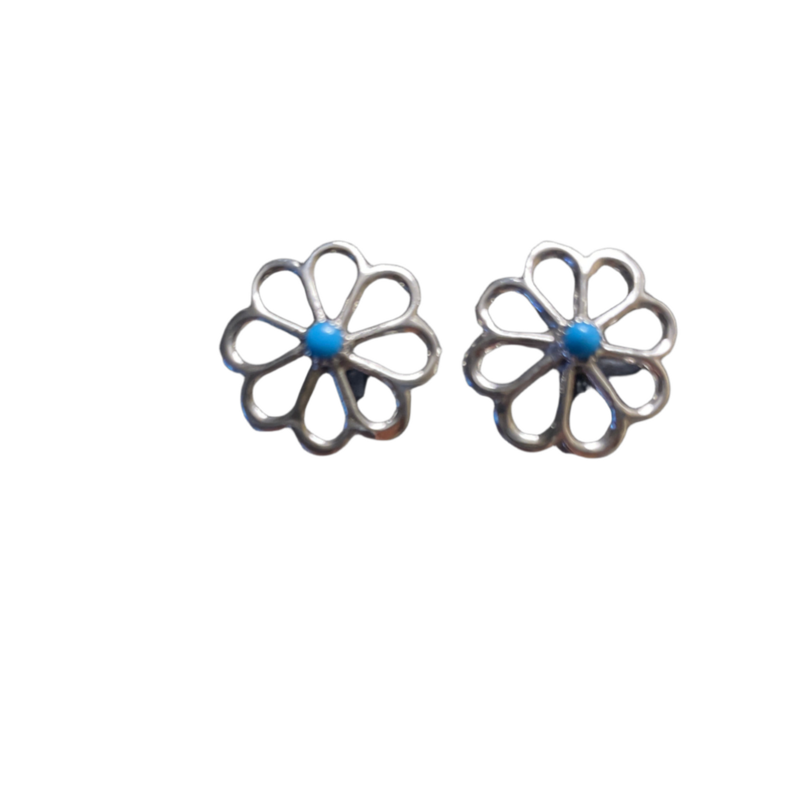 Turquoise Sterling Silver Flower Earrings