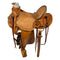 Vickers Classic 512 Wade Saddle with rough out seat, 5" Pencil Roll, ornate tooling, round skirt, top grain fenders, bull hide tree, light oil finish,  hoof pick holder, hobble holder, strings and 7" gullet
