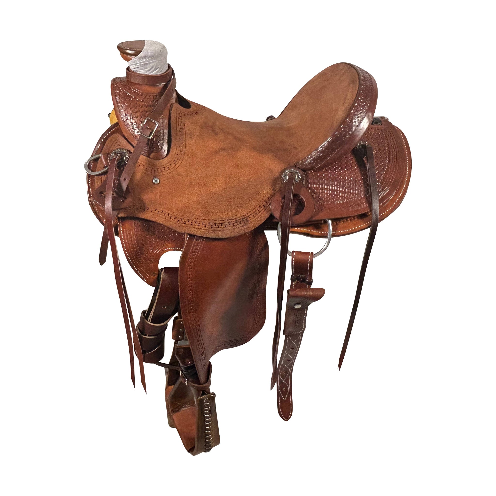 A brown Vickers Classic 151 saddle with tooling 