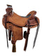 Brown leather saddle dark oil floral basket /wild rose tooling wool
