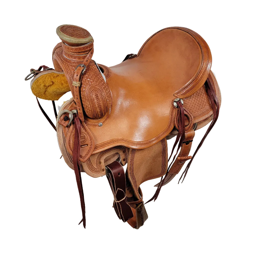 Brown leather saddle 
