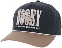 Navy and brown trucker ball cap with 'Hooey' logo 
