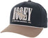 Navy and brown trucker ball cap with 'Hooey' logo 