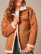Ladies Kimes Hanna, reversible brown sherpa jacket with fleece lining jacket